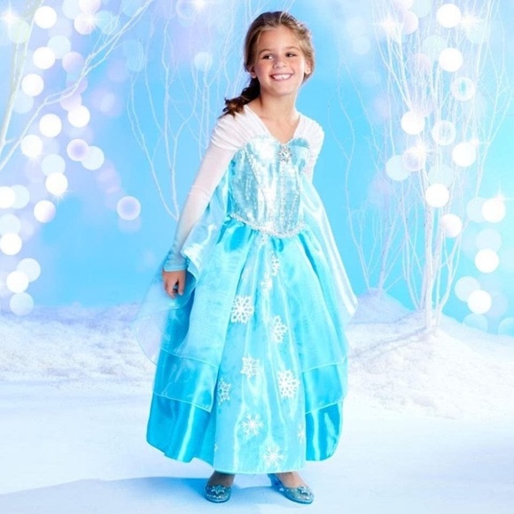 Disney Store Frozen Elsa Winged Sleeve Deluxe Dress | 7/8 NWT - Picture 1 of 12